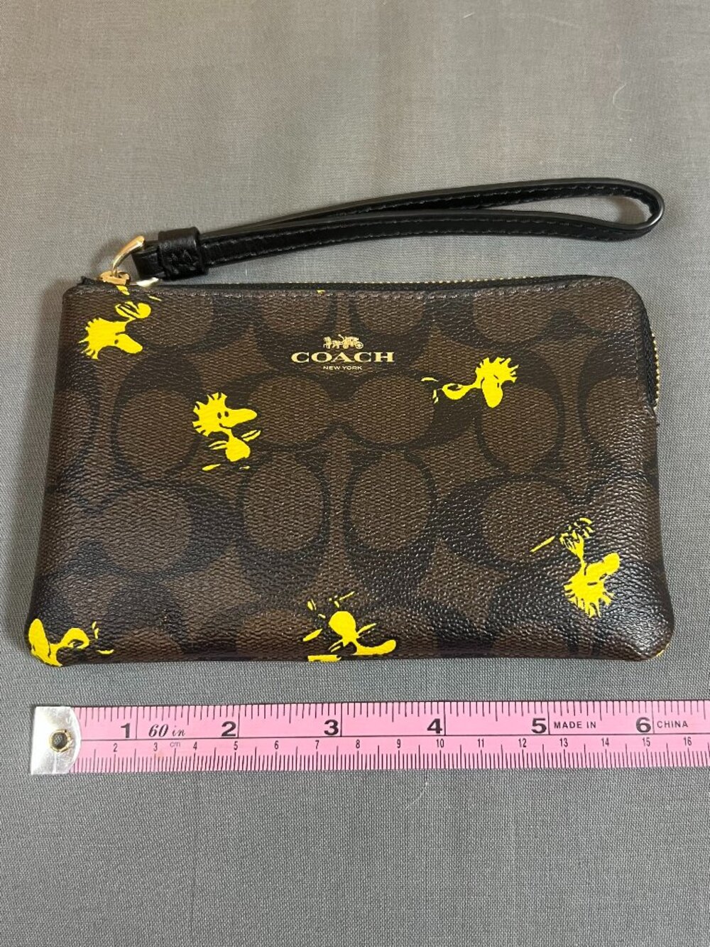 Coach x Peanuts Woodstock Corner Zip Wristlet - Signature Canvas - Like New